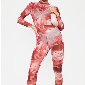 Red oriental PLT jumpsuit